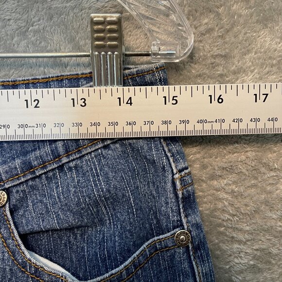 Women 90s Y2K Boho Vintage Wash Embroidered Floral Mid Rise Pedal Pusher Jeans 6 - Picture 9 of 12